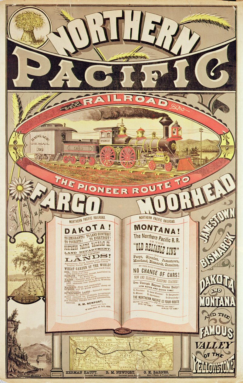 Annons för Northern Pacific Railroad av American School
