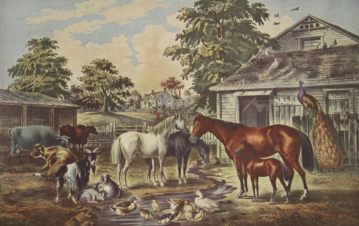 American Farm Yard - Morgon, pub. 1857, Currier & Ives av American School