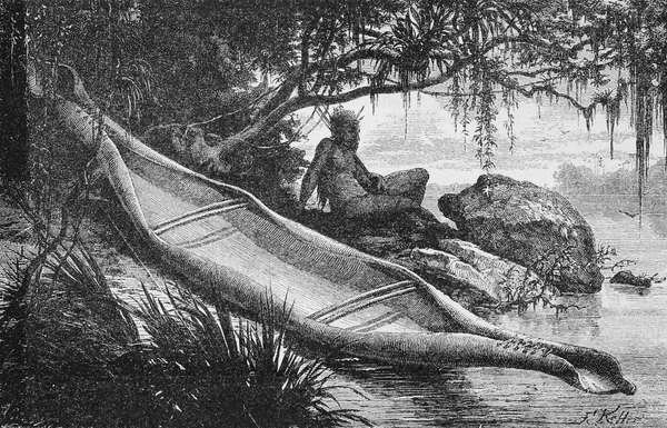 Bark Canoe of Wild Indians, from the Amazon and Madeira Rivers, by Franz Keller, 1874 av American School