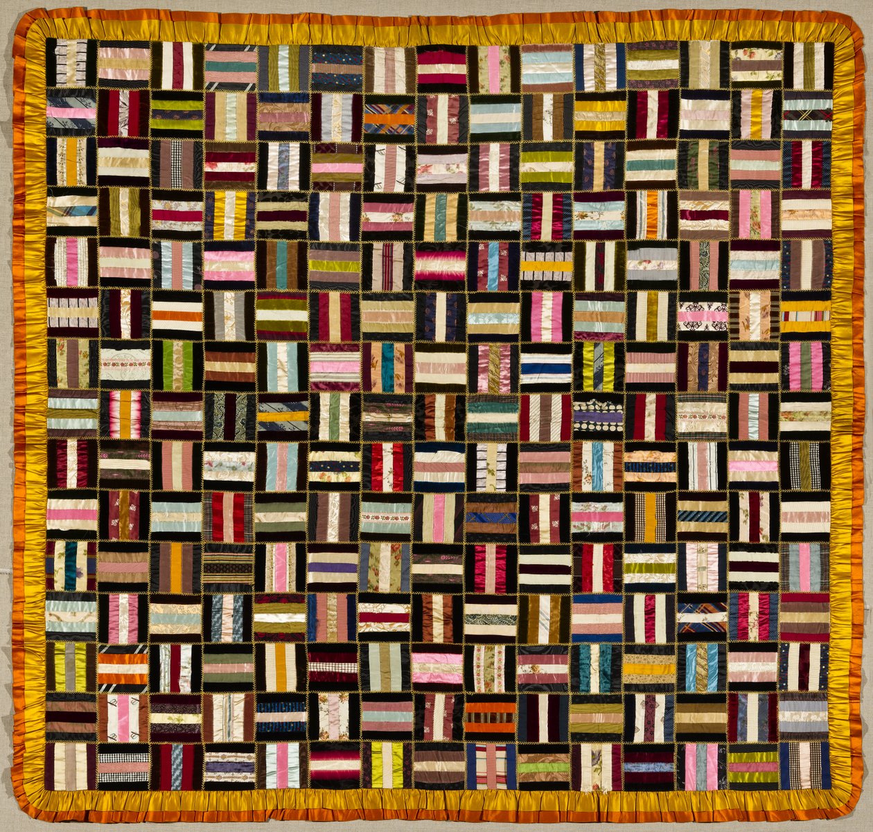 Bars Quilt, c.1880 (hariri & velvet)swed av American School