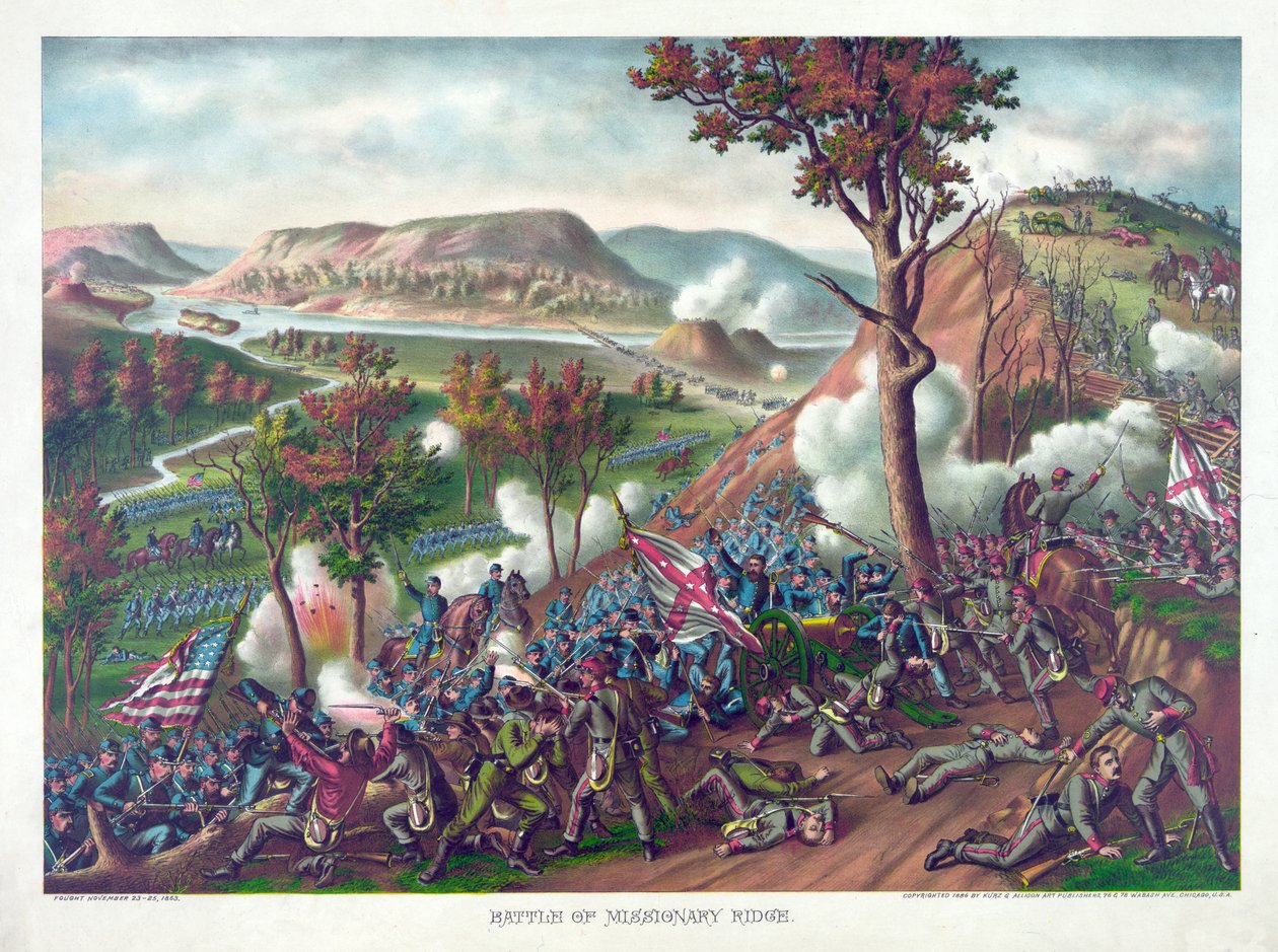 Slaget vid Missionary Ridge, pub. Kurz & Allison, 1886 av American School