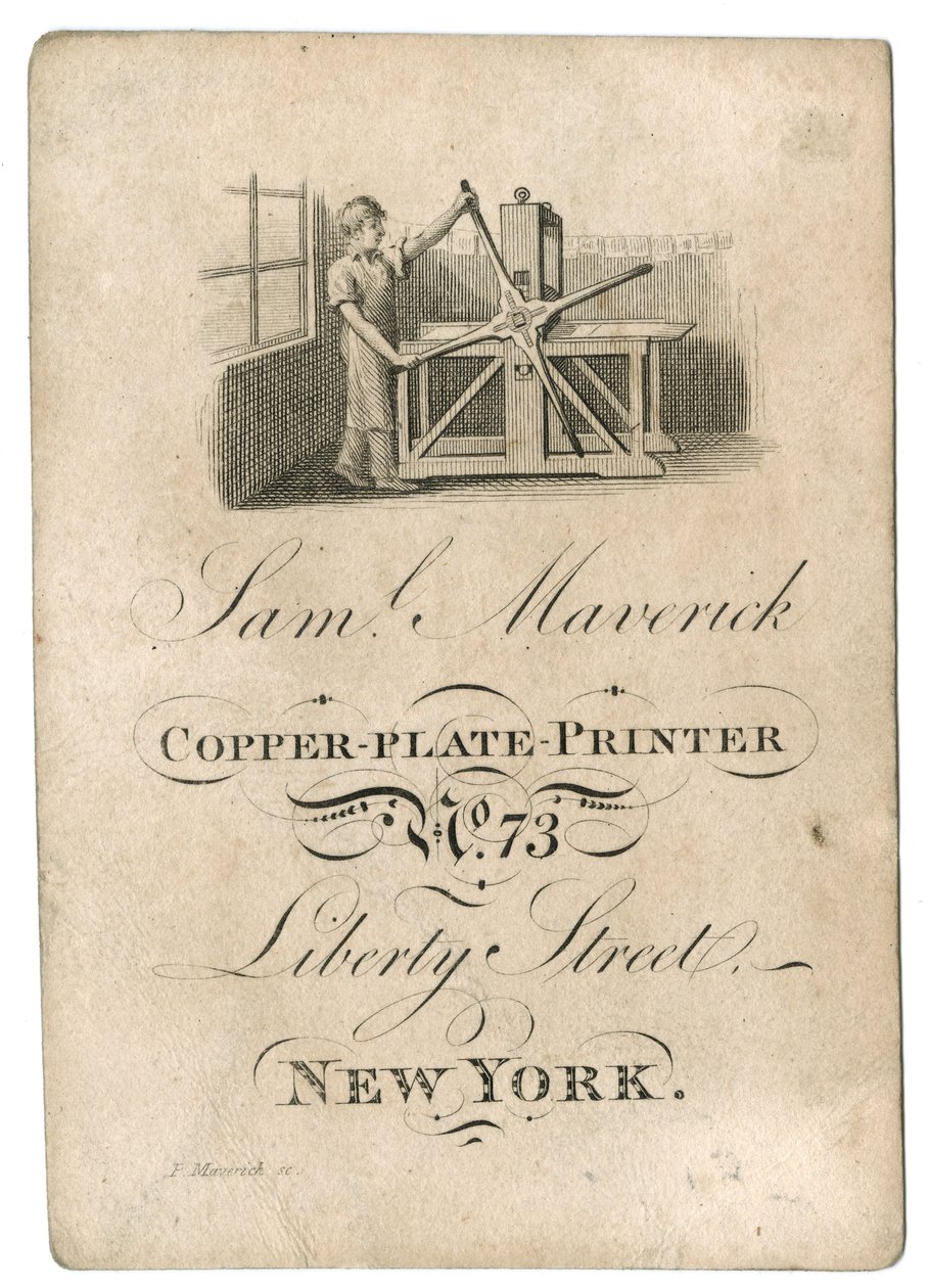 Visitkort för Samuel Maverick, ca 1812-45 av American School