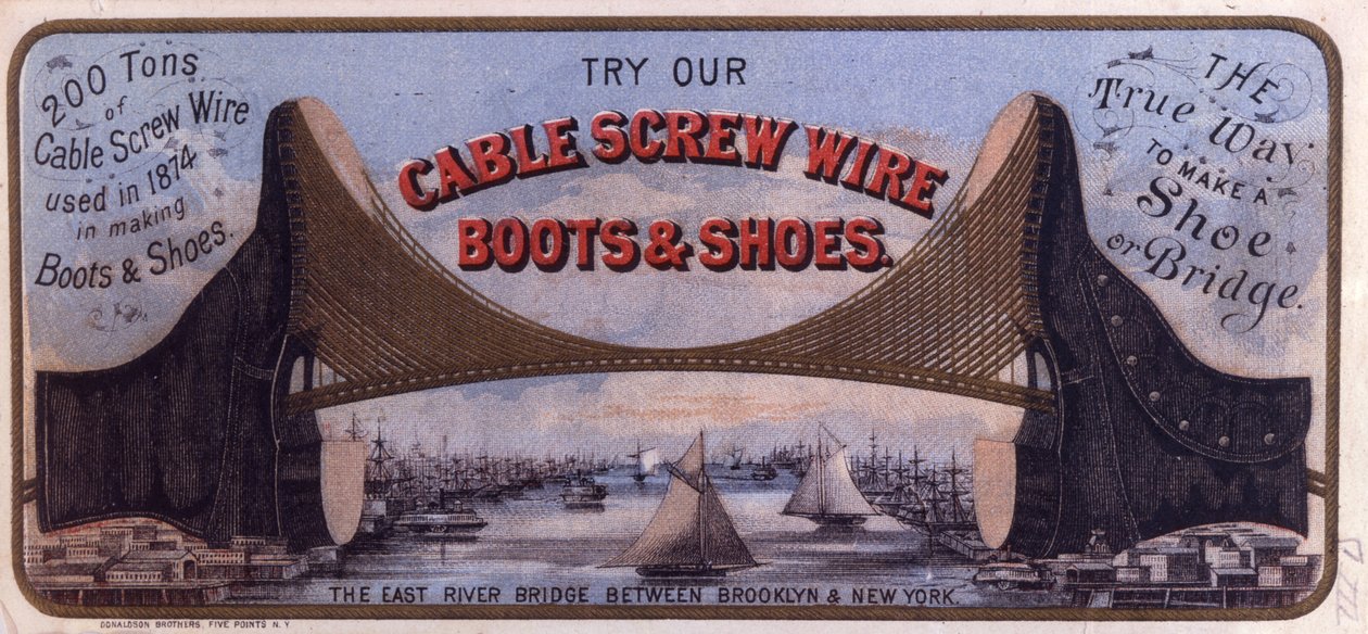 Kabelskruvstövlar och -skor, 1874-75 (litofärg [bytekort]) av American School