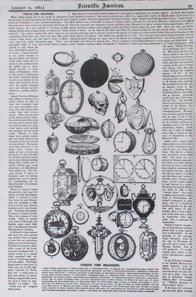 Curious Time Measurers, från Scientific American, 15 januari 1881 av American School