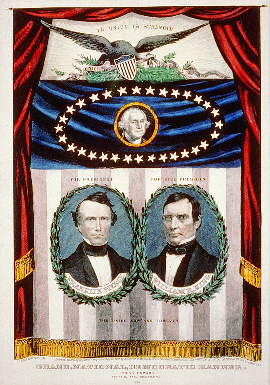 Demokratisk presidentkampanjs banner, 1852 av American School