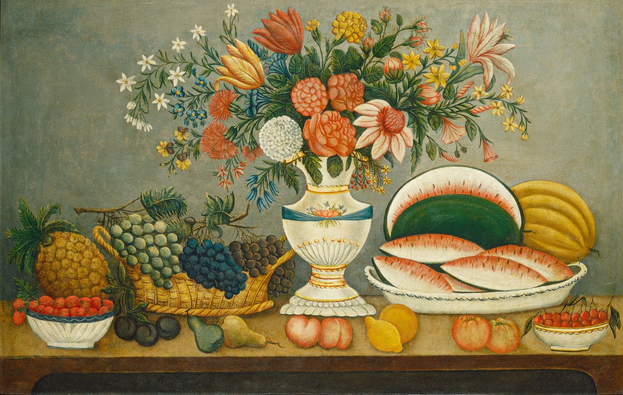 Frukt och blommor, c.1850 av American School