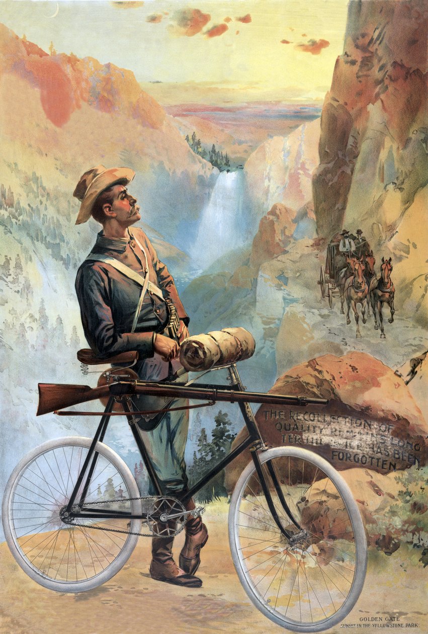 Golden Gate, solnedgång i Yellowstone Park, pub. 1897 av American School