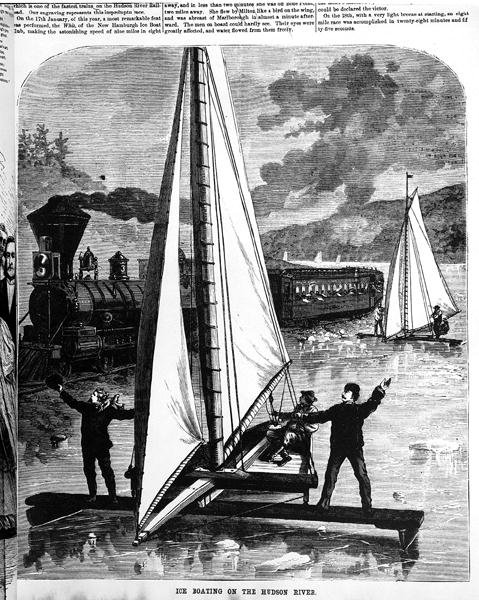 Isbåtar på Hudsonfloden, 1872 av American School