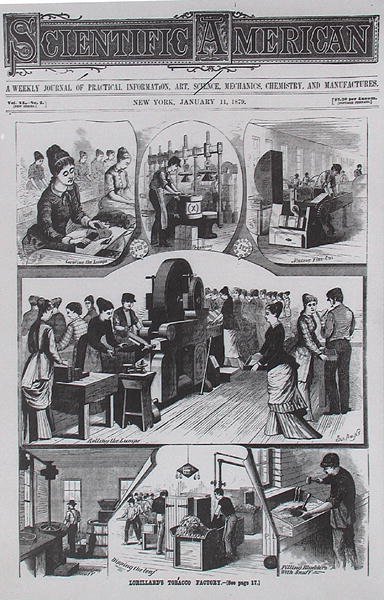 Lorillards tobaksfabrik, från Scientific American, 11 januari 1879 av American School