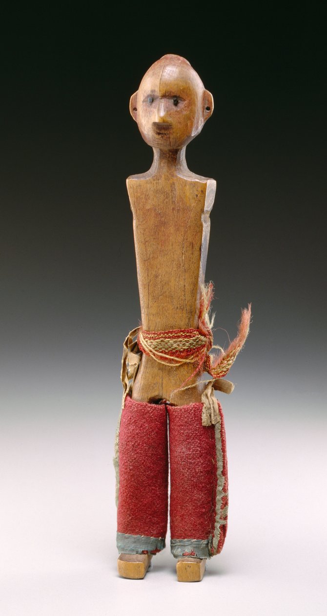 Mansfigur (kärleksdocka) Potawatomi, 1800-60 (trä- och ulltyg) av American School