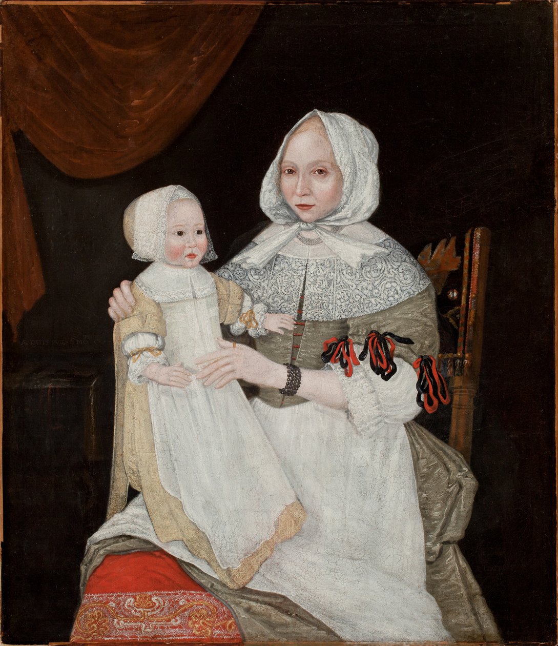 Mrs Elizabeth Freake och Baby Mary, ca 1671-74 (se 183405 för par) av American School