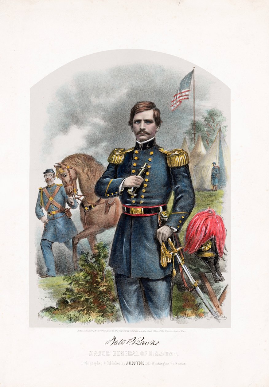Nathaniel P. Banks, generalmajor för U.S. Army, pub. 1861 av American School