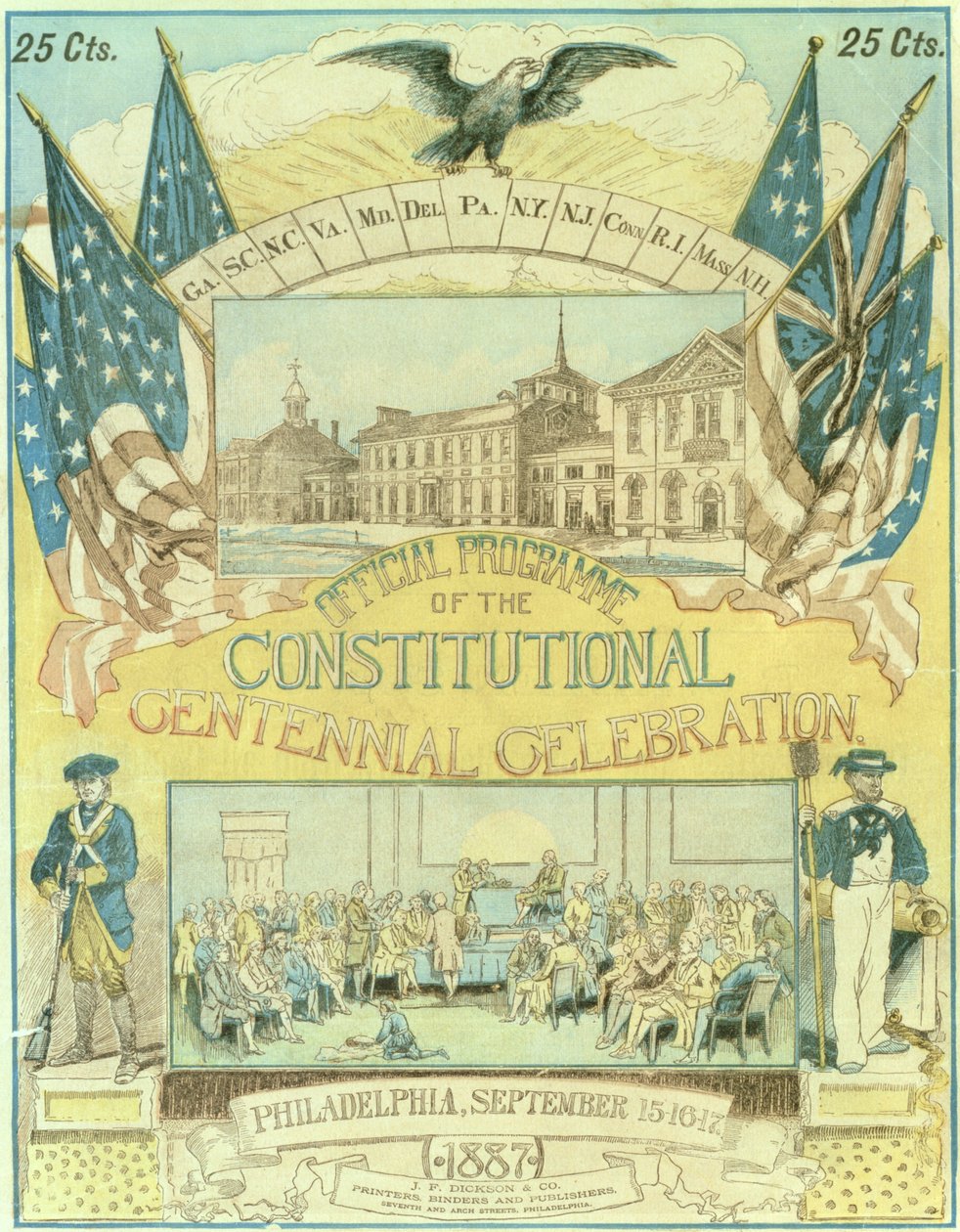 Officiellt program för det konstitutionella hundraårsfirandet i november 1887 av American School