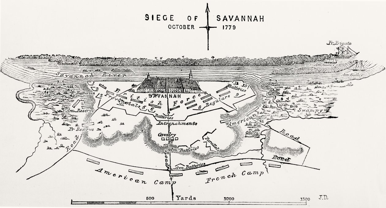 Plan för belägringen av Savannah, oktober 1779 av American School