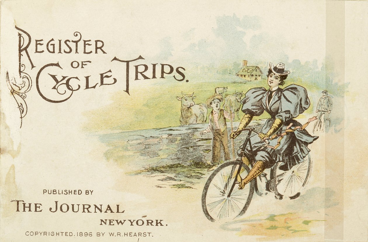 Register över cykelresor, 1898 (färg litho [häftets omslag]) av American School