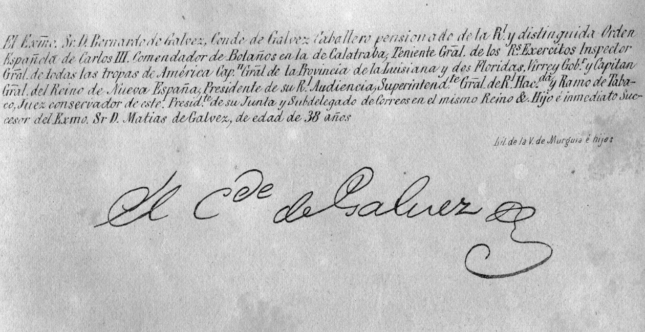 Signature of Bernardo de Galvez (1746-86)  (detail 242187)  av American School