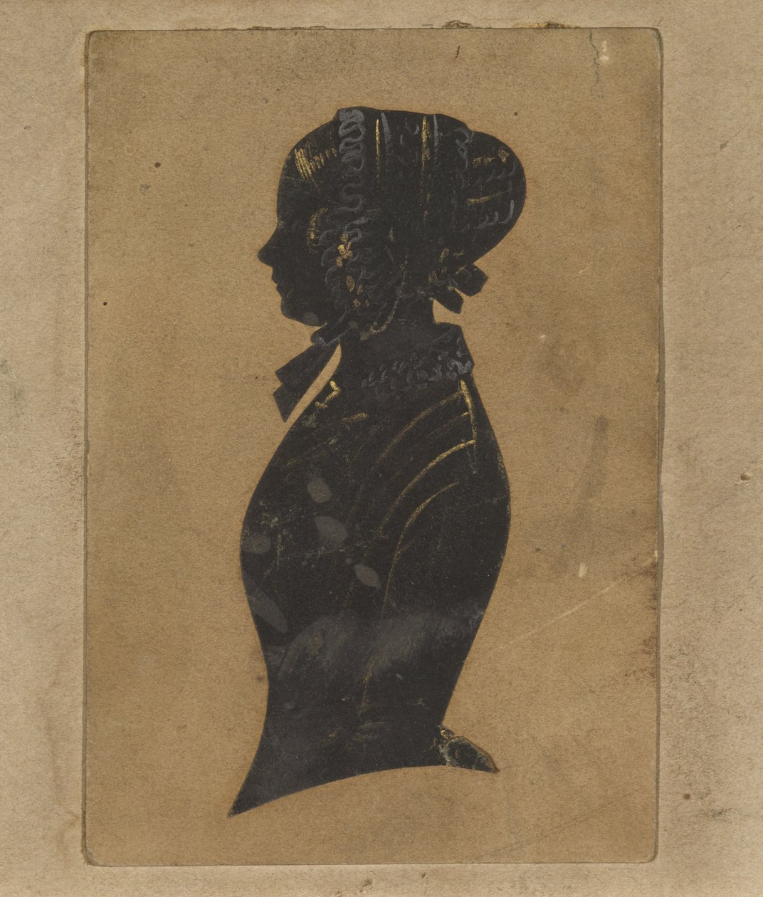 Silhouette of a Lady, ca. 1800-1850 (svart papper med förgyllda höjdpunkter) av American School
