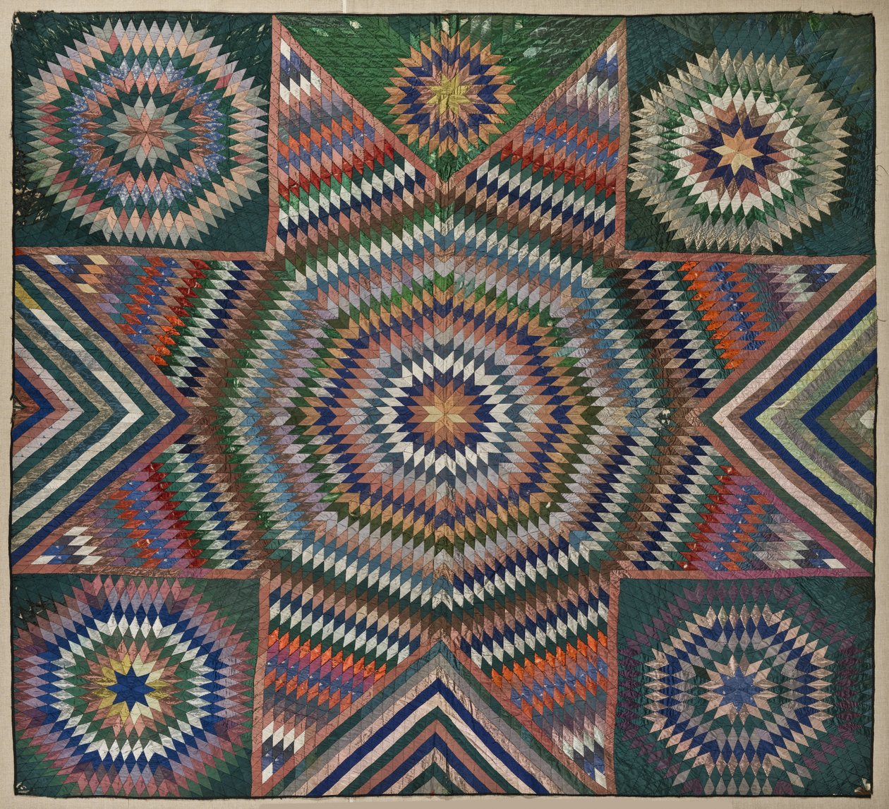 Star of Bethlehem Quilt, ca 1850 (silke) av American School