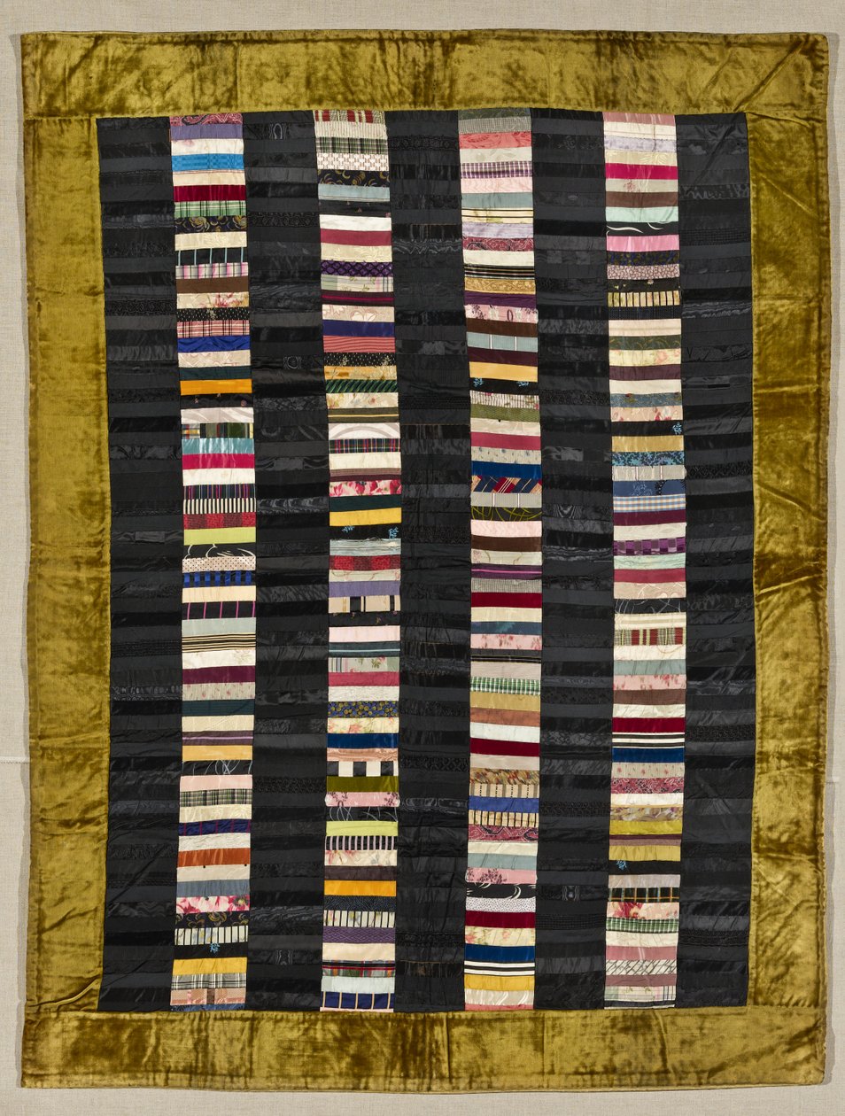 Strippie Quilt, c.1880 (hariri & velvet)swed av American School