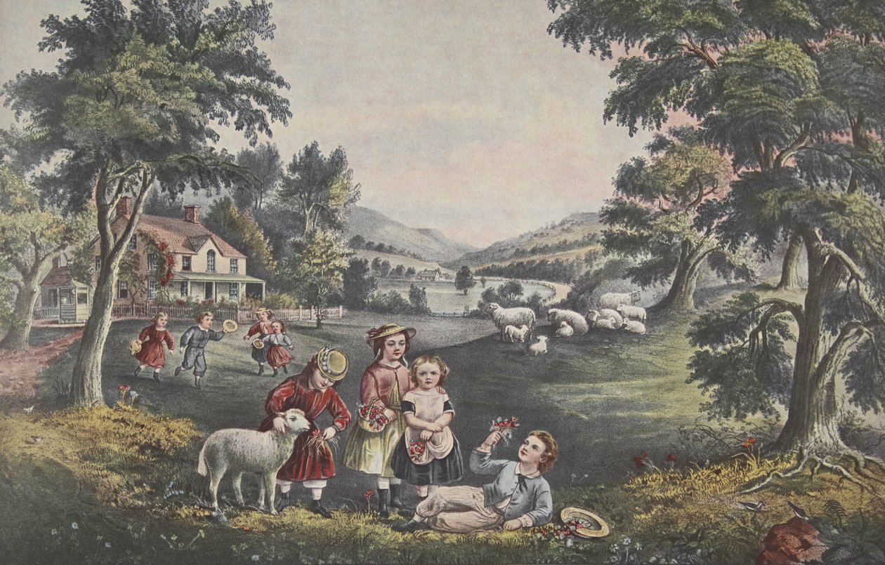 Livets fyra årstider - Childhood, pub. 1868, The Season of Joy , Currier & Ives av American School