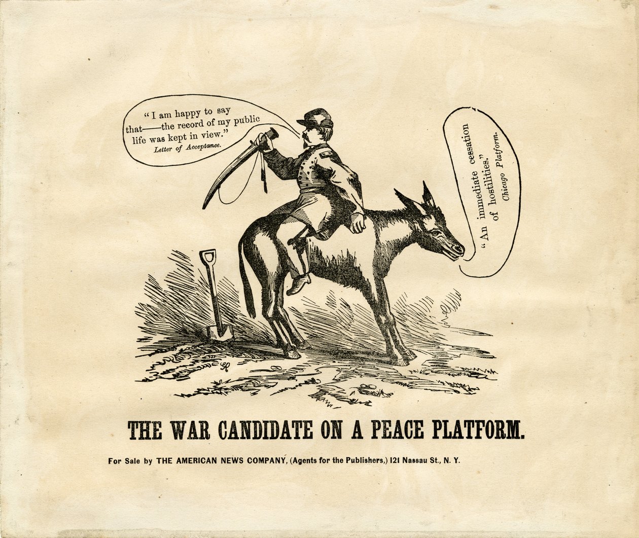 Krigskandidaten på en fredsplattform, 1864 (trästick) av American School