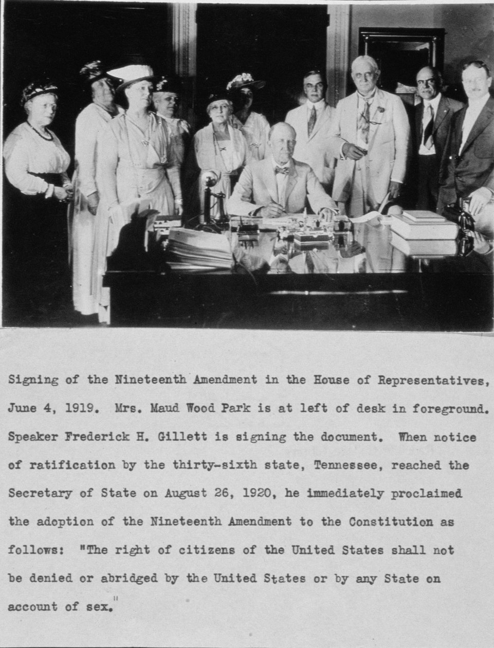 The signing of the Nineteenth Amendment, 4th June 1919  av American School