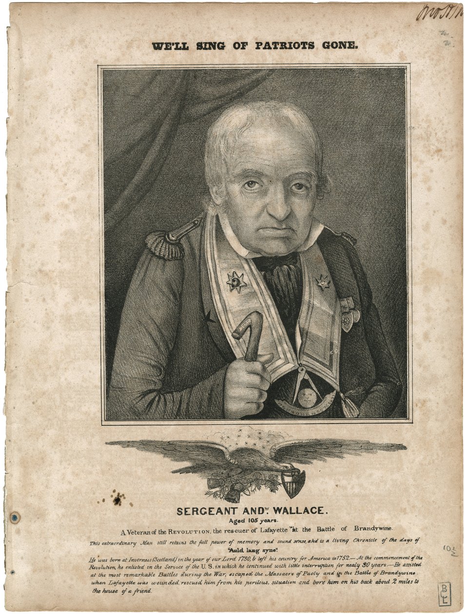 Well Sing of Patriots Gone, av William Clifton [omslag för notblad], ca 1835 (litografi [omslag för notblad]) av American School