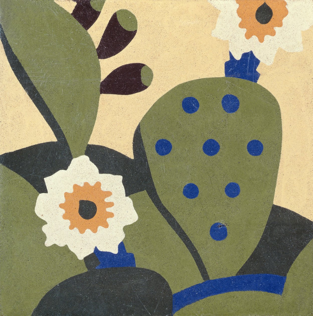 West Texas rumskakel föreställande kaktusväxter, c. 1936 (keramik) av American School