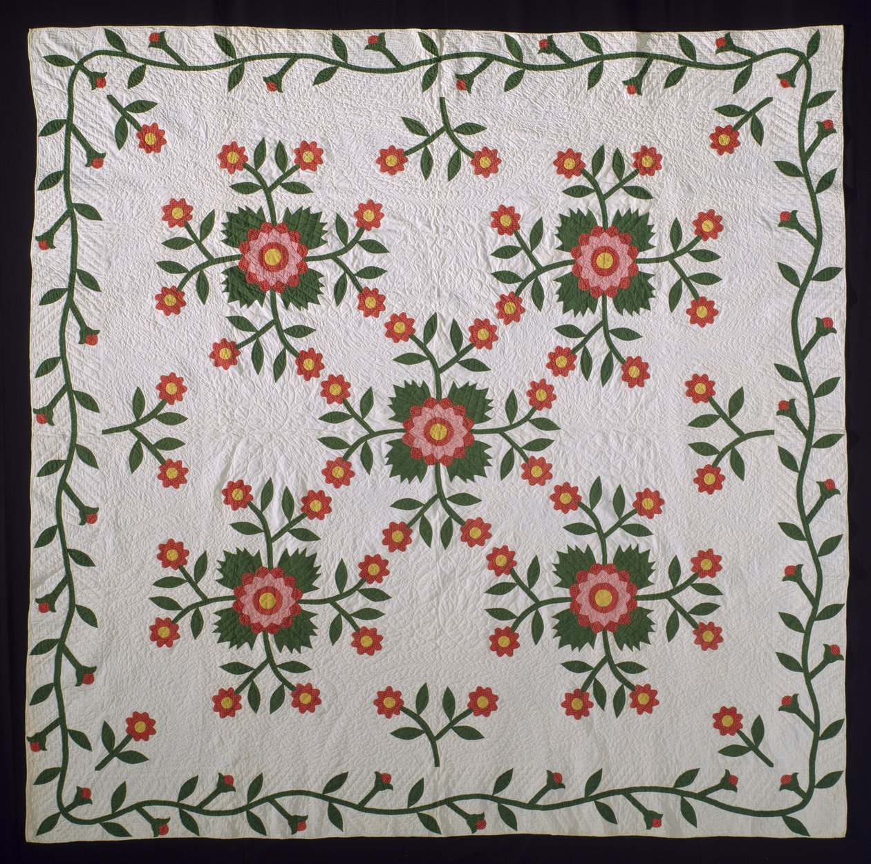 Whig Rose ytapplikat täcke, ca 1850-75 (bomull) av American School