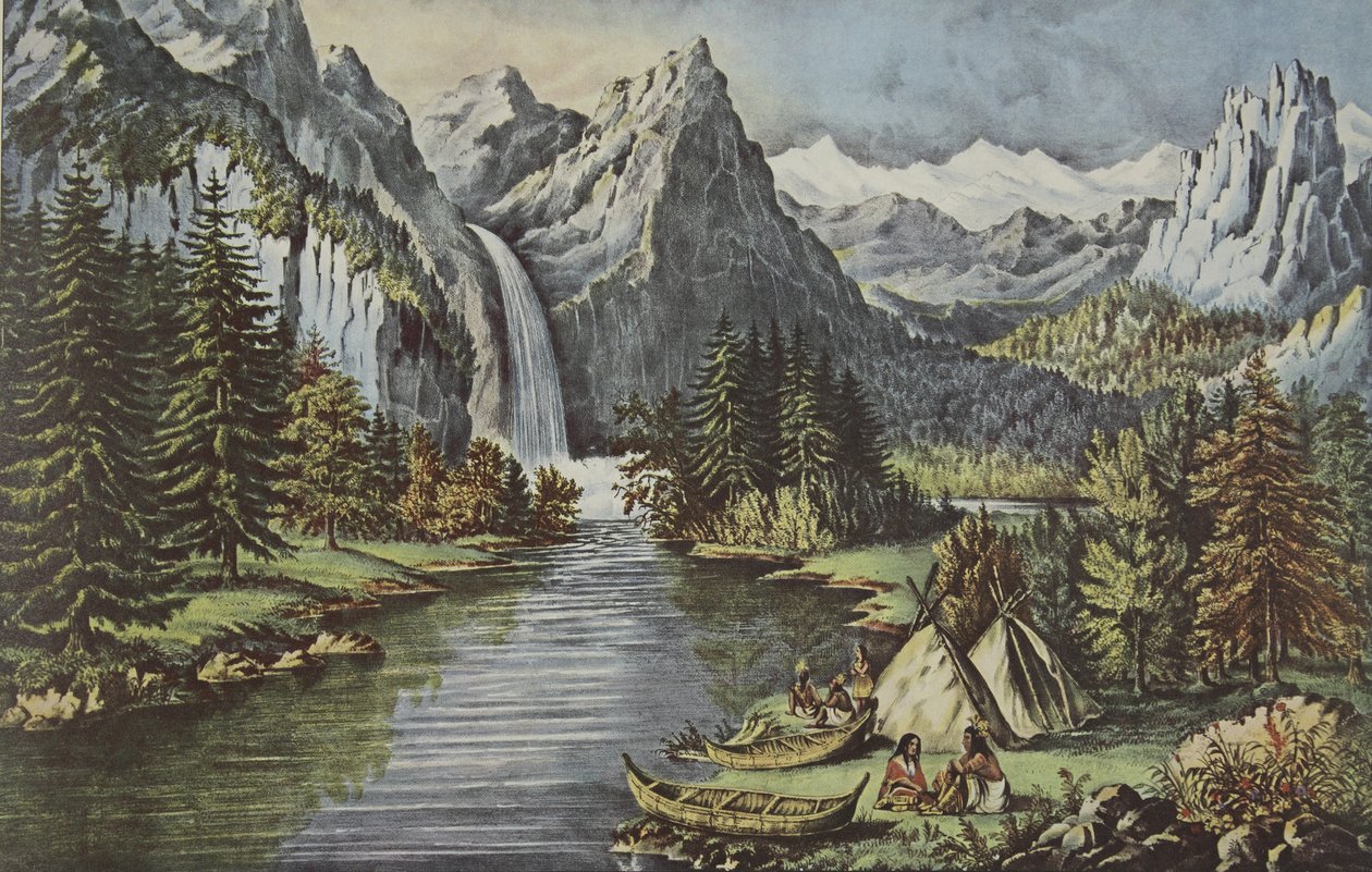 Yosemite Valley - Kalifornien, pub. 1866, Brudslöjans fall, Currier & Ives av American School