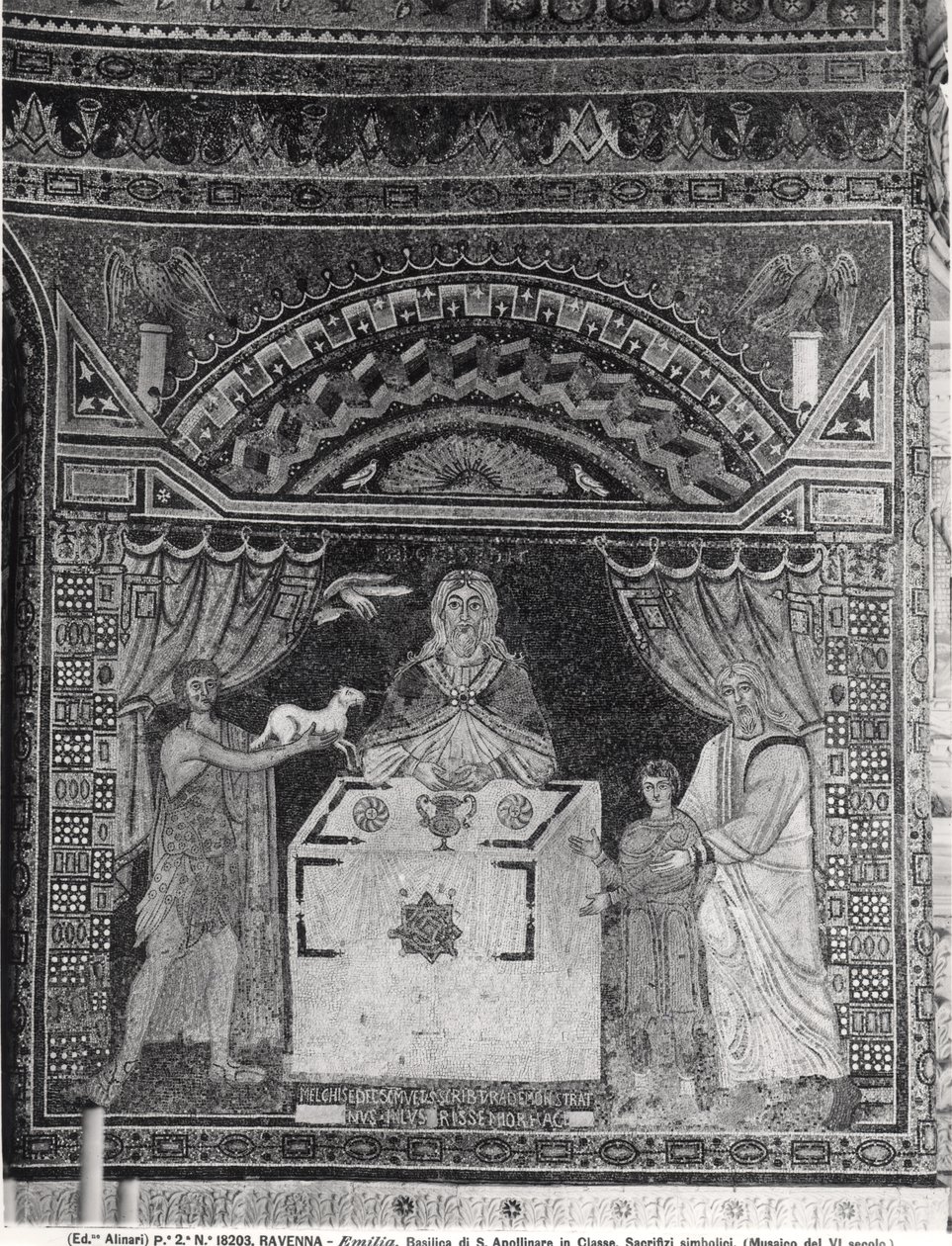 Melkisedeks offer (mosaik) av Byzantine School