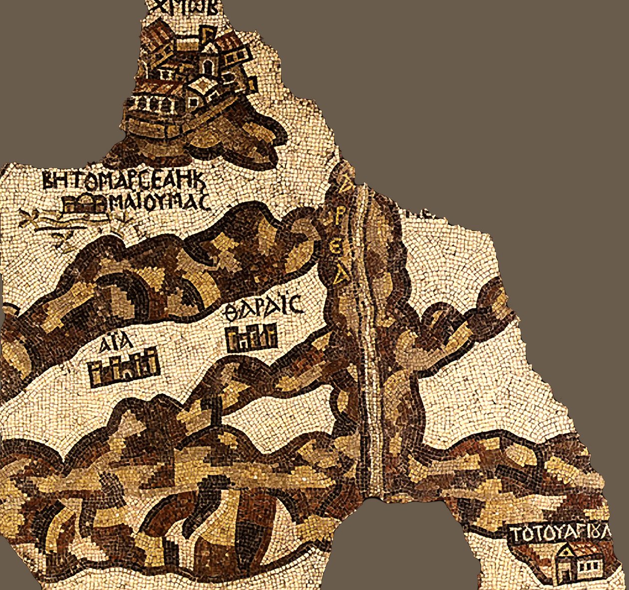 Zaredfloden på Madaba-kartan (mosaik) av Byzantine School