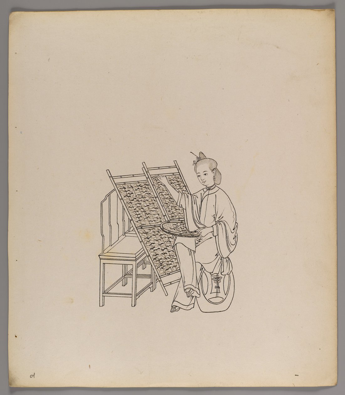 Album med separata blad: Silk Cultivation and Production (bläck på papper) (se även 499288-303) av Chinese School