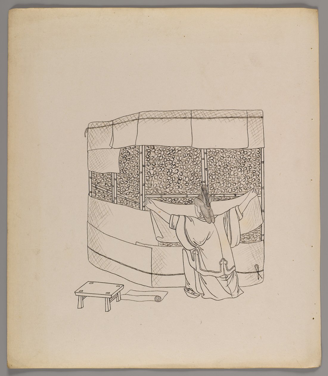 Album med separata blad: Silk Cultivation and Production (bläck på papper) (se även 499288-303) av Chinese School