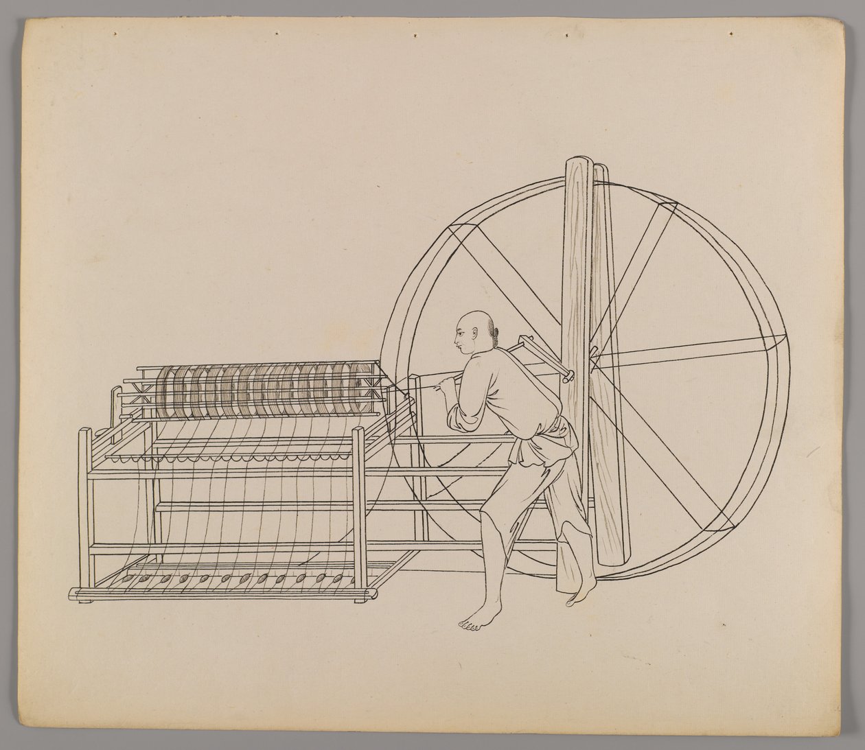Album med separata blad: Silk Cultivation and Production (bläck på papper) (se även 499288-303) av Chinese School
