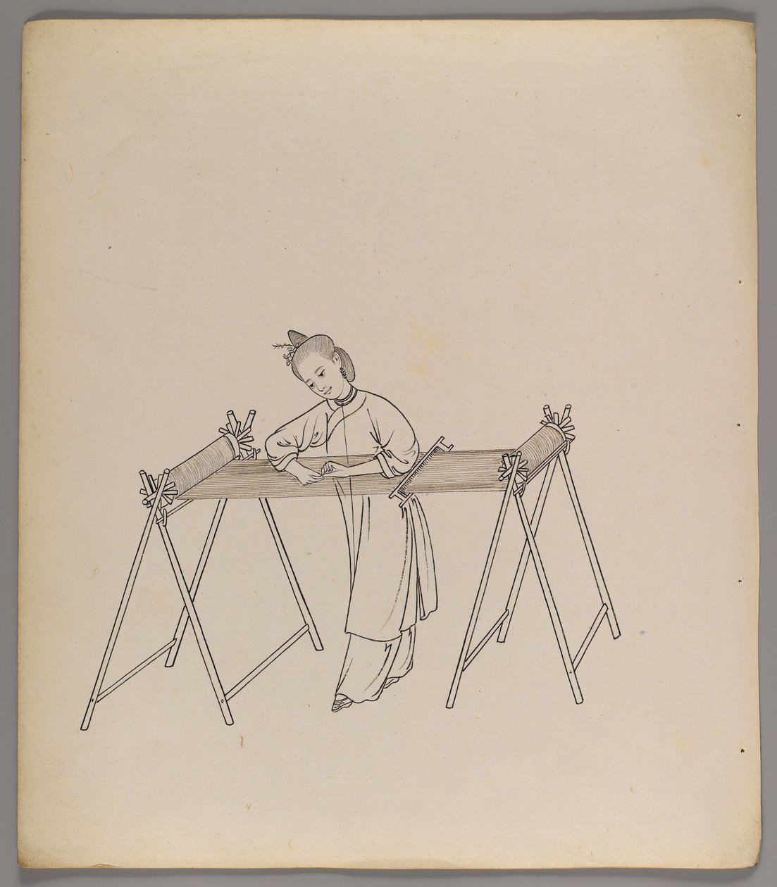 Album med separata blad: Silk Cultivation and Production (bläck på papper) (se även 499288-303) av Chinese School