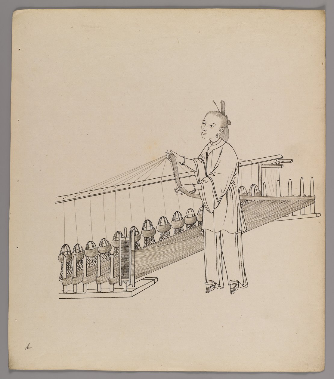 Album med separata blad: Silk Cultivation and Production (bläck på papper) (se även 499288-303) av Chinese School