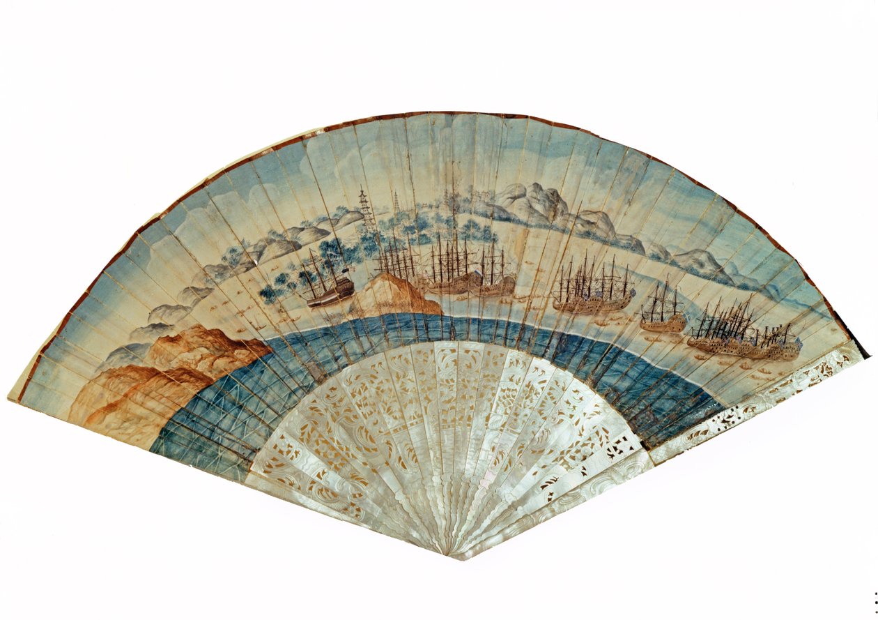 Kinesisk fläkt (målat papper) av Chinese School