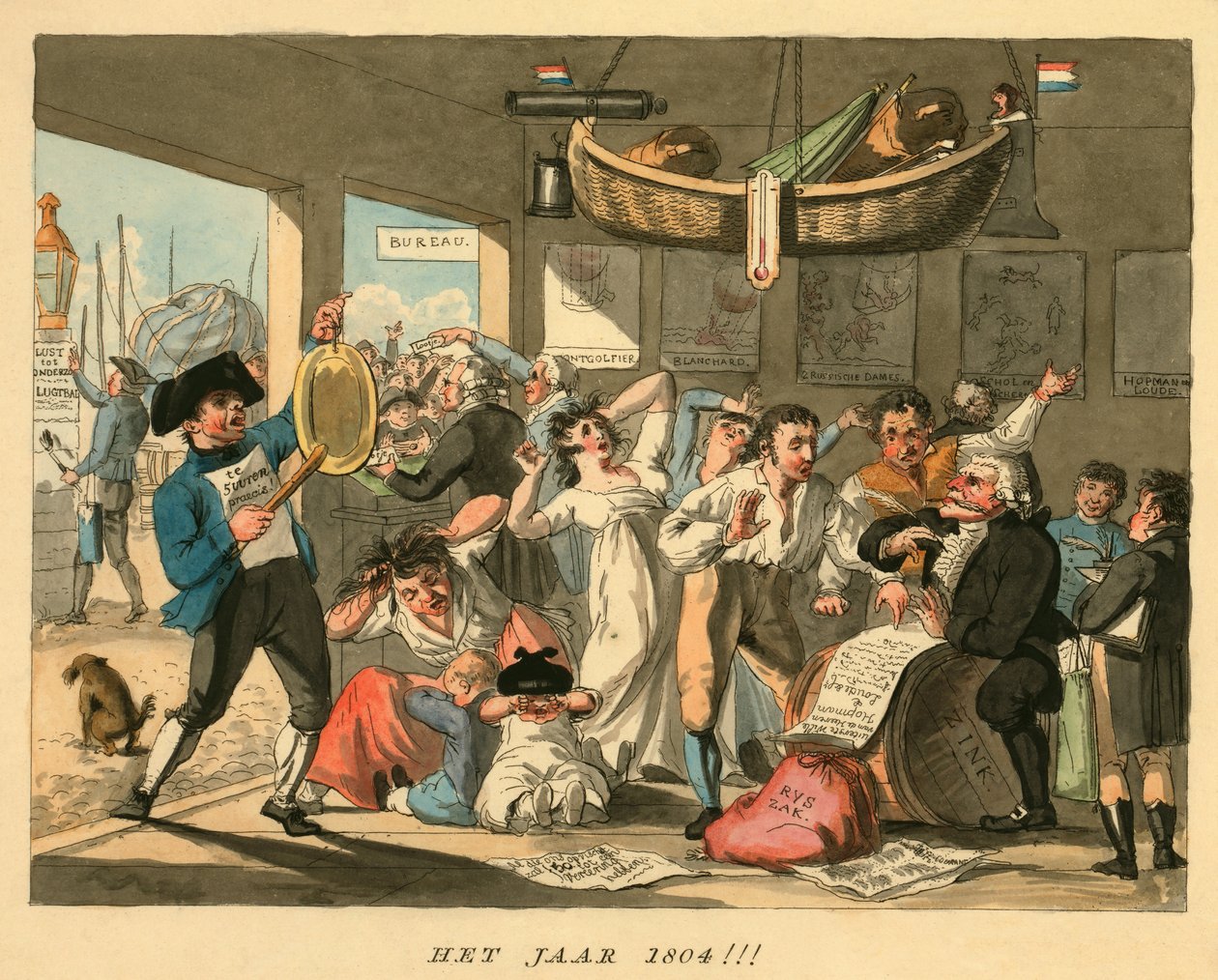 Året 1804!!!, publicerat 1794 (handkolorerad gravyr) av Dutch School