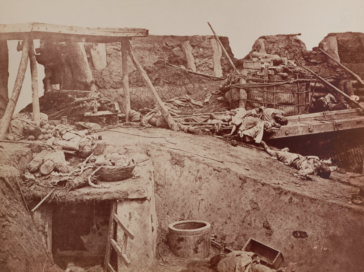 Ett anglo-franskt fort efter ett slag under det andra Kinakriget, Peking, 1860 av English Photographer