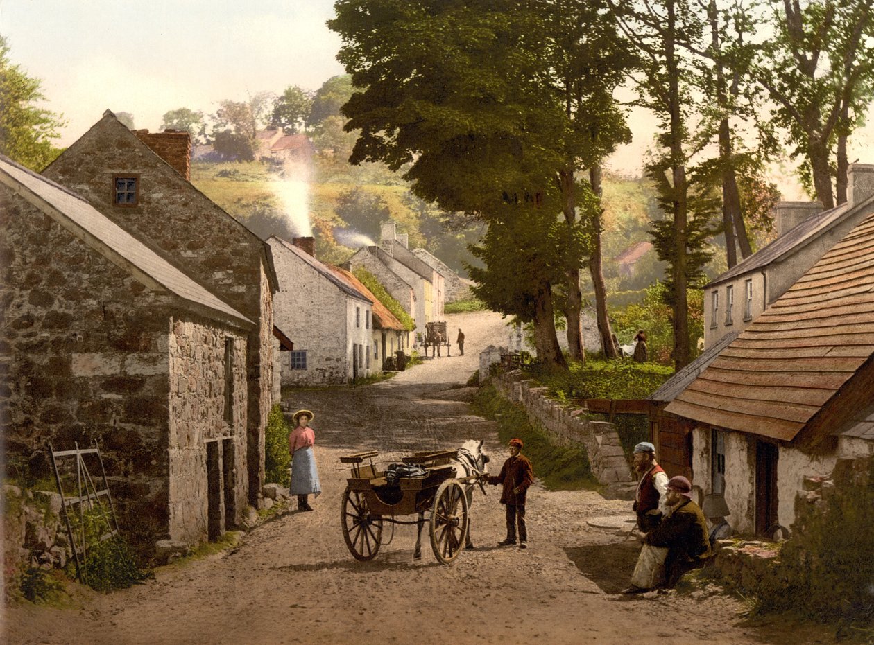 Glenoe Village, County Antrim, pub. c.1890 - 1900 (kromolitografi) av English Photographer