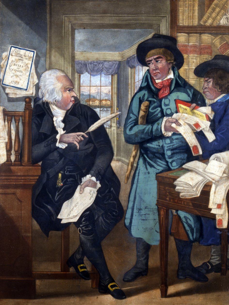 A Bailiff and an Attorney - A Match for the Devil, c.1780, tryckt och sålt av Carington Bowles, 1793 (handfärgad mezzotint) av English School