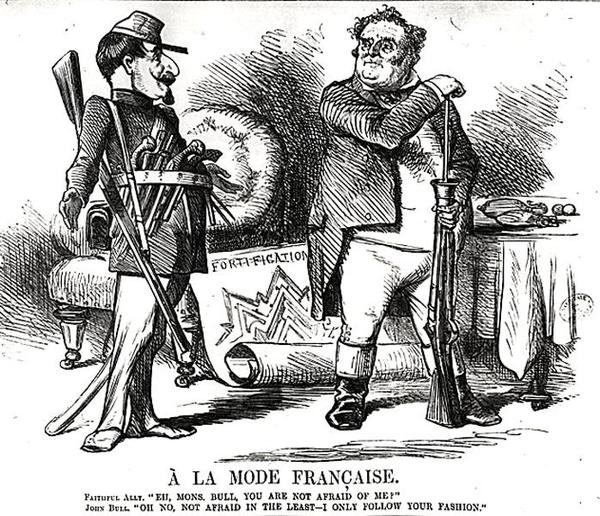 A La Mode Francaise, från Punch, eller London Charivari, 4 augusti 1860 av English School
