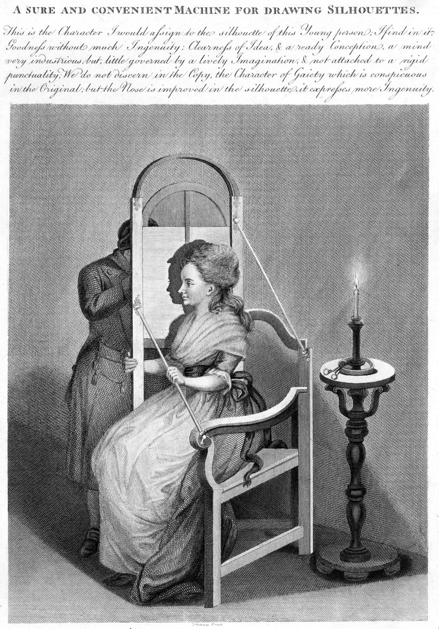 En säker och bekväm maskin för att rita silhuetter, c.1790 av English School