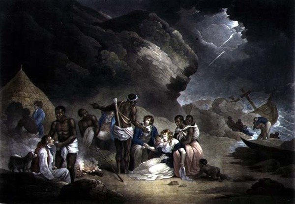 Afrikansk gästfrihet, graverad av John Raphael Smith, pub. av S. Morgan, London, 1814 (mezzotint med senare färgläggning) (par av 120642) av English School