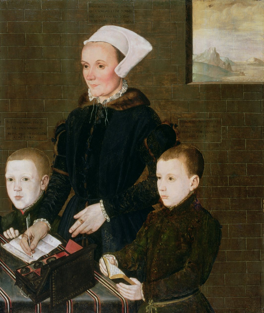 Alice Barnham och hennes två söner Martin och Steven, 1557 av English School
