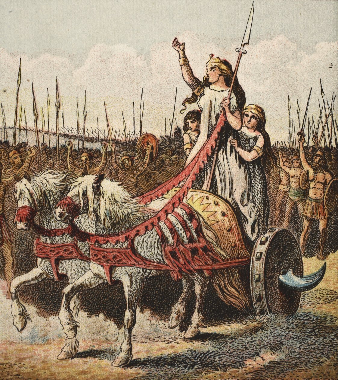 Boadicea och hennes armé, pub. 1890 av English School