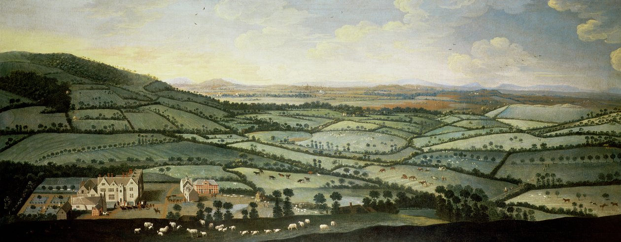 Land runt Dixton Manor, ca 1715 (se detaljer om CHE 68500 - 68507) av English School