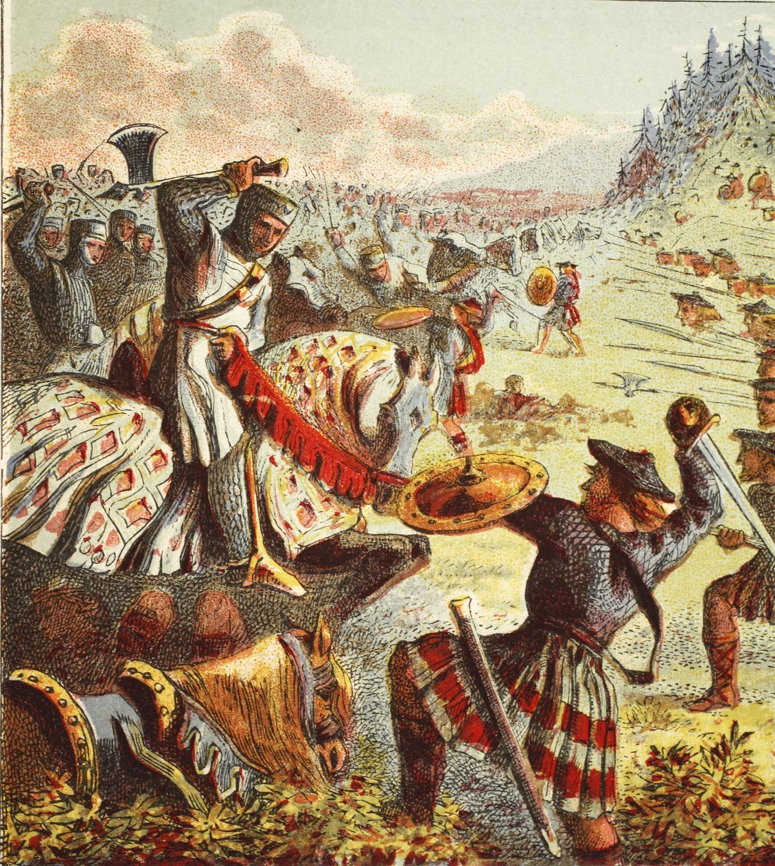 Edward I attackerar Skottland, pub. 1890 av English School