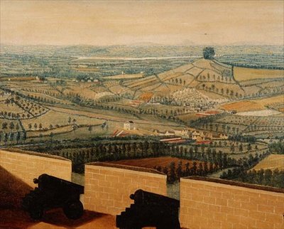 Vidsträckt landskap sett från Rodborough Fort, ca 1764 (detalj av 65821) av English School